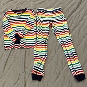 Primary Rainbow Striped Kids Pajama Set Size 6-7